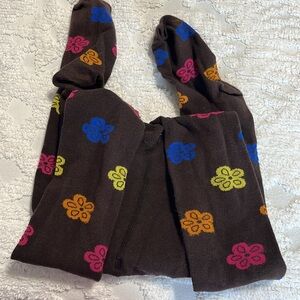 Brown Floral Cotton Stockings Tights